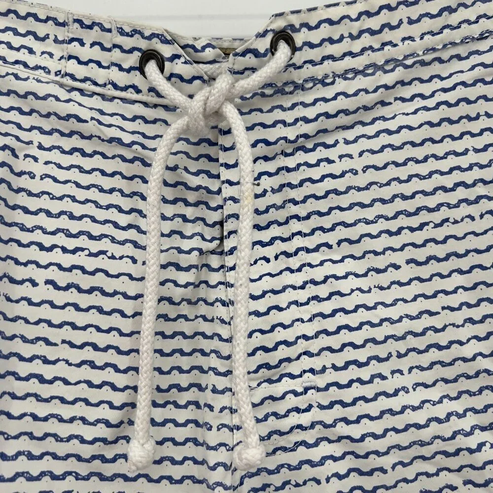 J.Crew Men’s “The Original Shortboard” Swim Trunks Size 29 Blue Wave Print